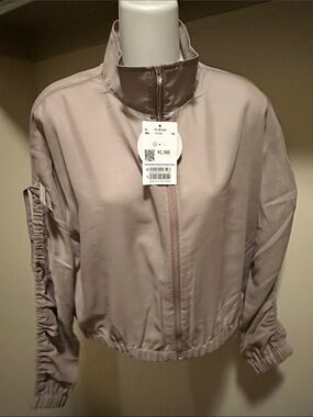 Colza Light Taupe Women's Zip-Up Bomber Jacket made in Japan